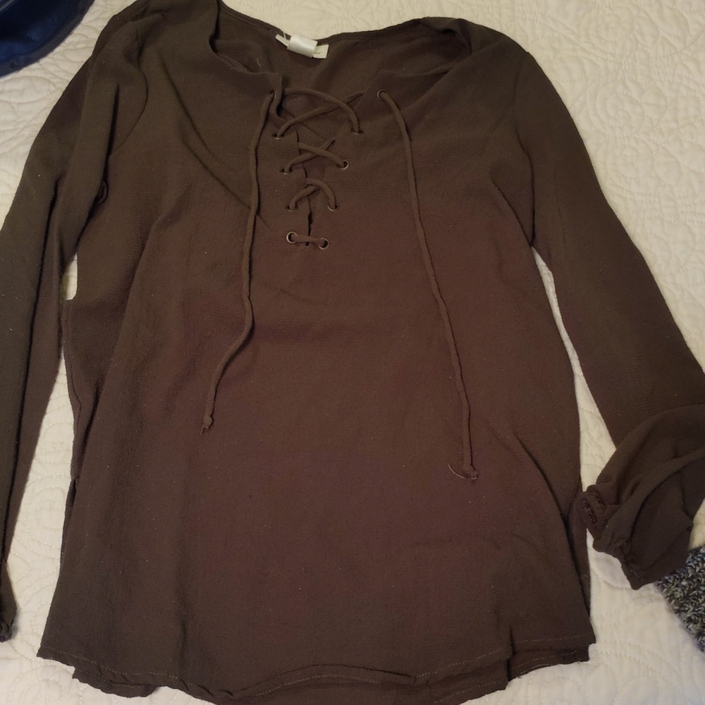 Lace up front top